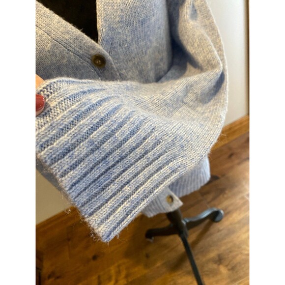 Ella Moss Cardigan Sweater Fuzzy Oversized Medium Light Blue Pockets Super Soft - Picture 5 of 12
